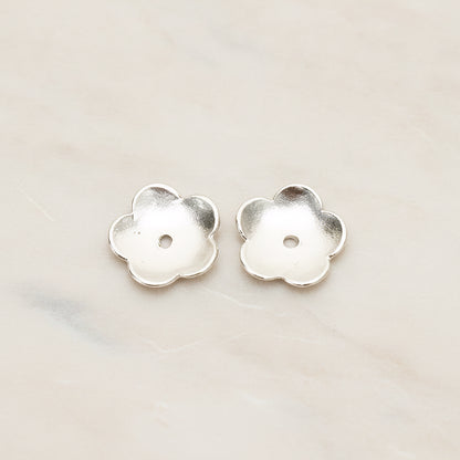 Hammered Five Petal Flower Metal Bead Cap, 4 Pc (BD.045)