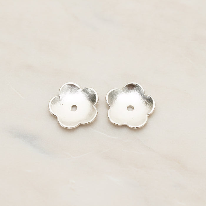 Hammered Five Petal Flower Metal Bead Cap, 4 Pc (BD.045)