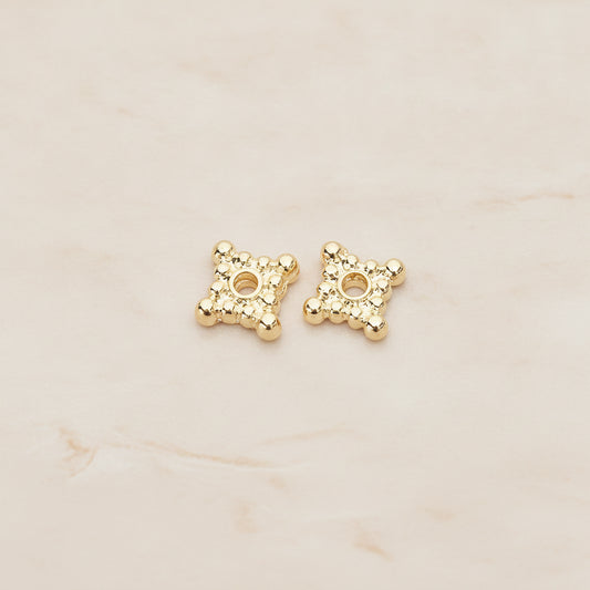 Dotted Mini Square Metal Bead Caps Spacer, 6 Pc (BD.046)