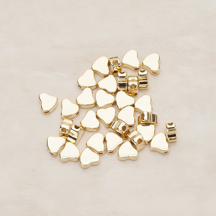 Animated Crooked 5mm Heart Metal Bead Charm, 4 Pc - Glossy Gold (BD.051)