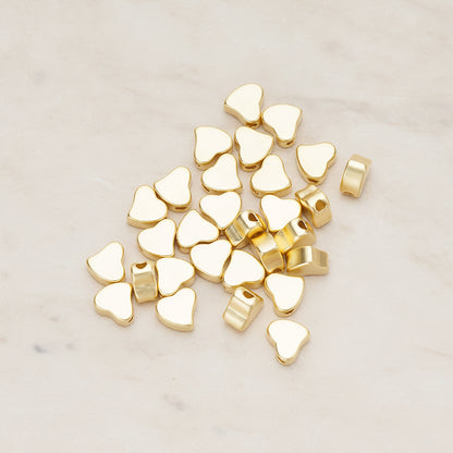 Animated Crooked 5mm Heart Metal Bead Charm, 4 Pc - Matte Gold (BD.051)