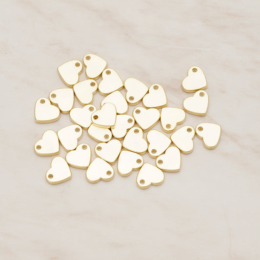 Flattened 7mm Heart Metal Bead Charm Pendant, 4 Pc (BD.052)