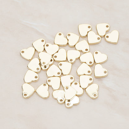 Flattened 7mm Heart Metal Bead Charm Pendant, 4 Pc - Matte Gold NO ENGRAVING (BD.052)