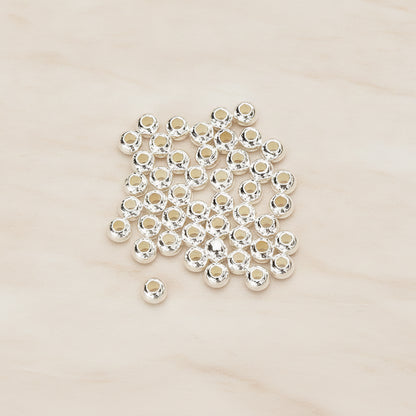 925 Silver 2.5mm Metal Seed Bead Spacer Charm, 6 Pc - 925 Silver (BD.053-01)