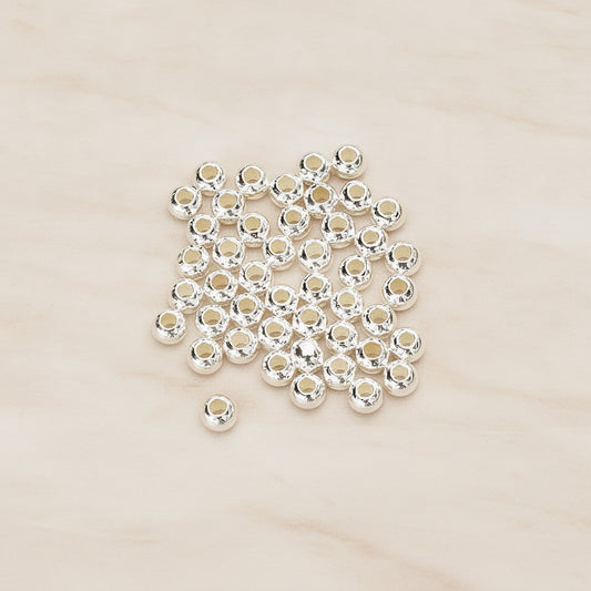 925 Silver 2.5mm Metal Seed Bead Spacer Charm, 6 Pc (BD.053-01)