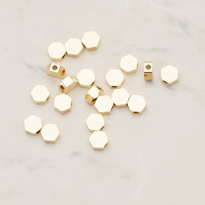 Hexagon Beads Charm, 4 Pc (BD.062)