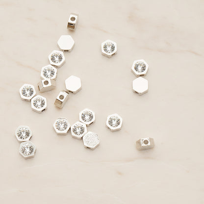 Hexagon Beads Charm, 4 Pc (BD.062)