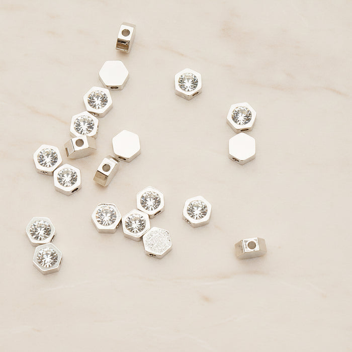 Hexagon Beads Charm, 4 Pc (BD.062)