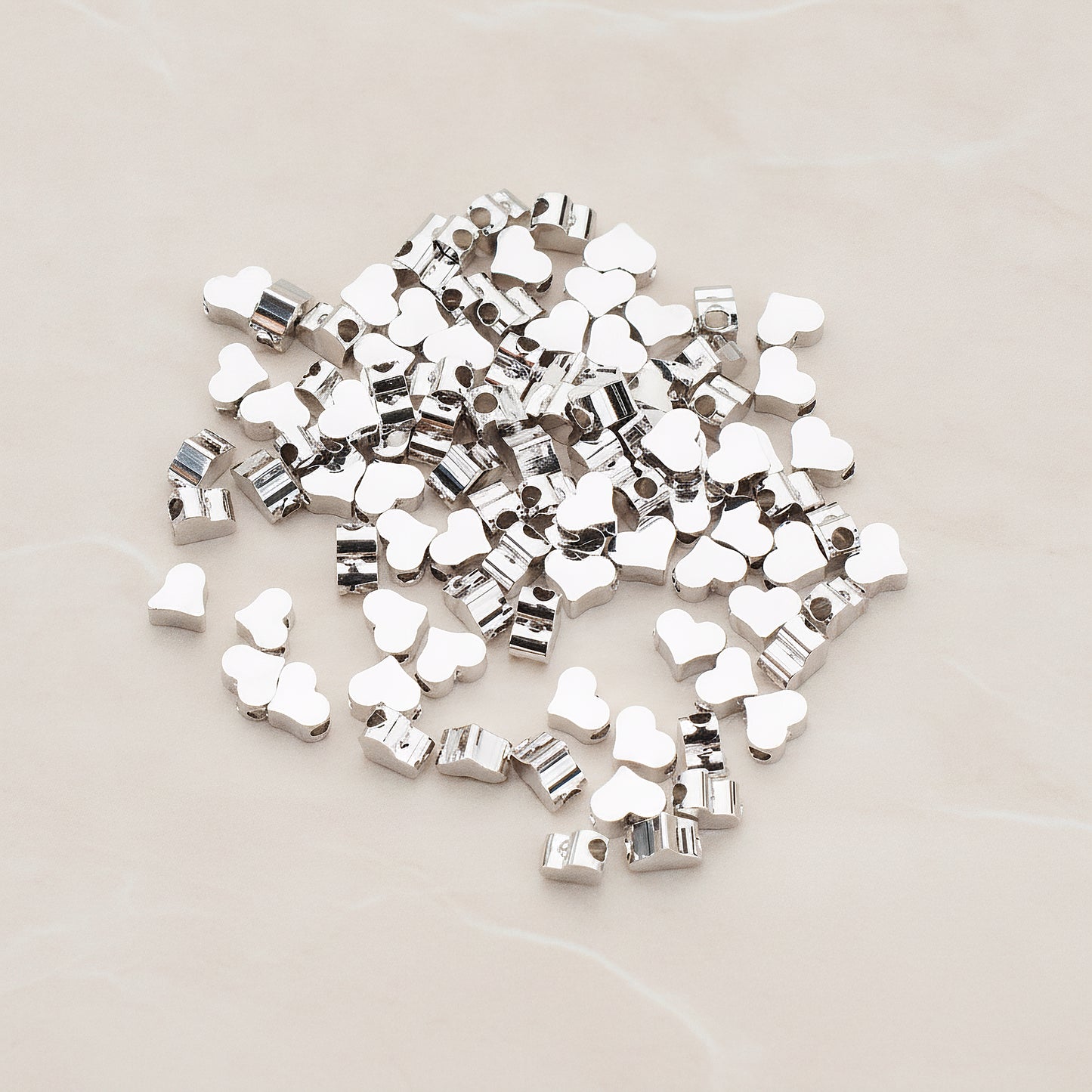Cute Heart Metal Bead, 6 Pc (BD.919-01)