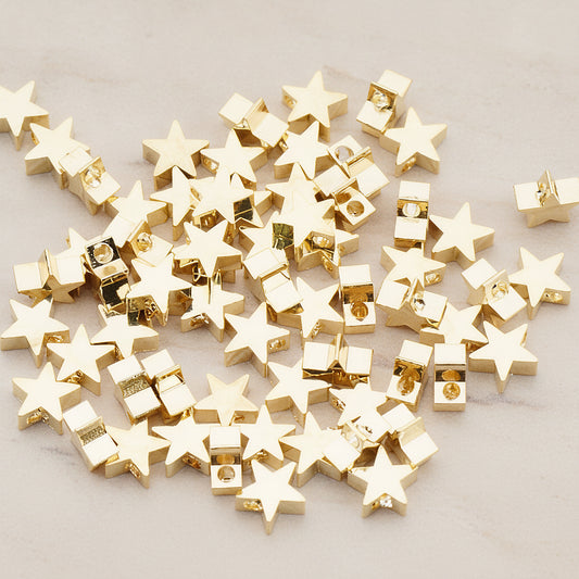 Pointed Star Metal Bead, 6 Pc (BD.923-01)