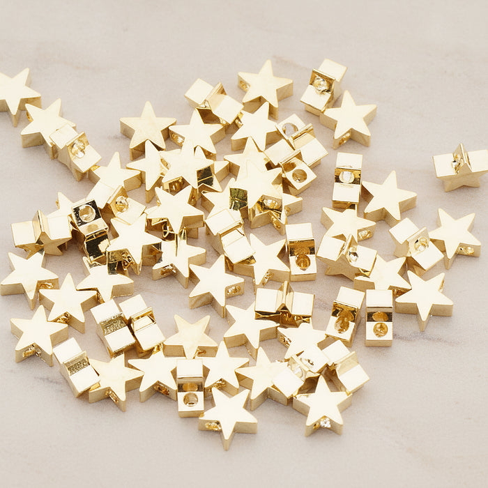 Pointed Star Metal Bead, 6 Pc (BD.923-01)