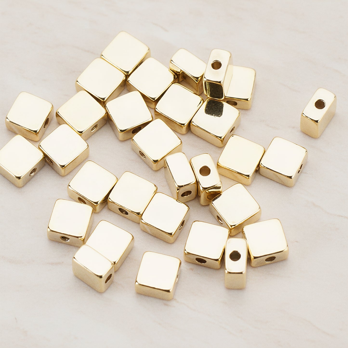 Square Cube Metal Bead, 6 Pc (BD.924)