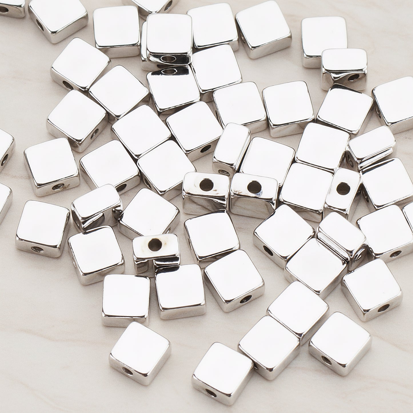 Square Cube Metal Bead, 6 Pc (BD.924)