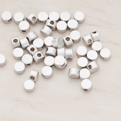 4mm Small Round Metal Bead, 6 Pc - Matte Original Rhodium (BD.925-01)