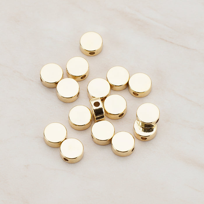 6mm Round Metal Bead, 6 Pc - Glossy Gold NO ENGRAVING (BD.925)