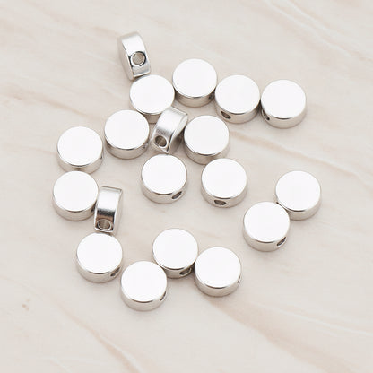 6mm Round Metal Bead, 6 Pc - Matte Original Rhodium NO ENGRAVING (BD.925)