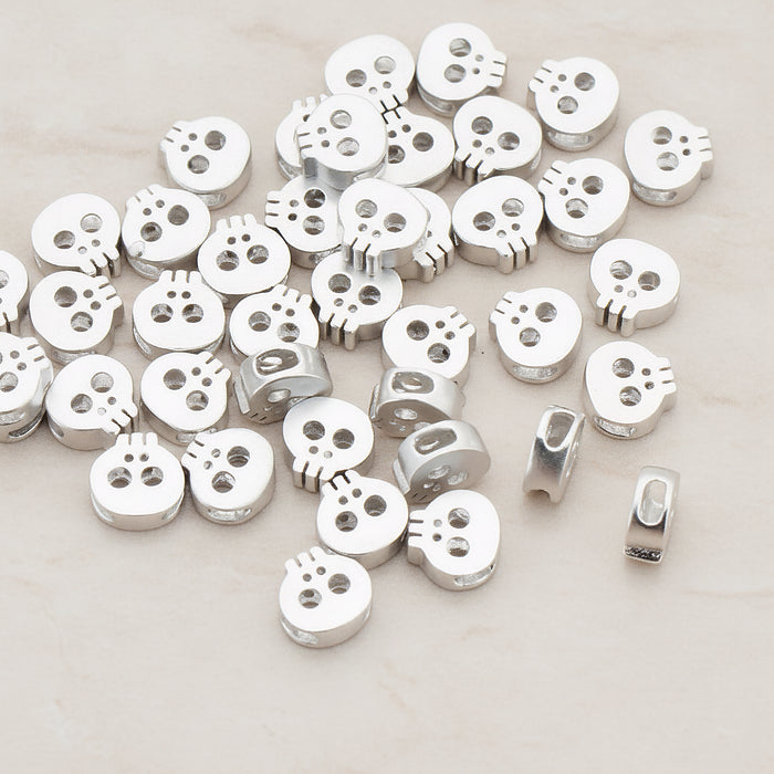 Tiny Skull Metal Bead, 2 Pc (BD.928)