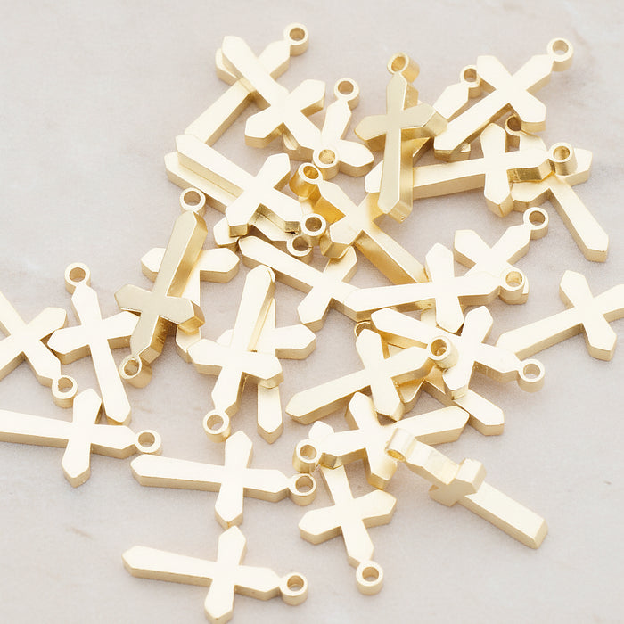Simple Cross Metal Bead, 4 Pc (BD.935)
