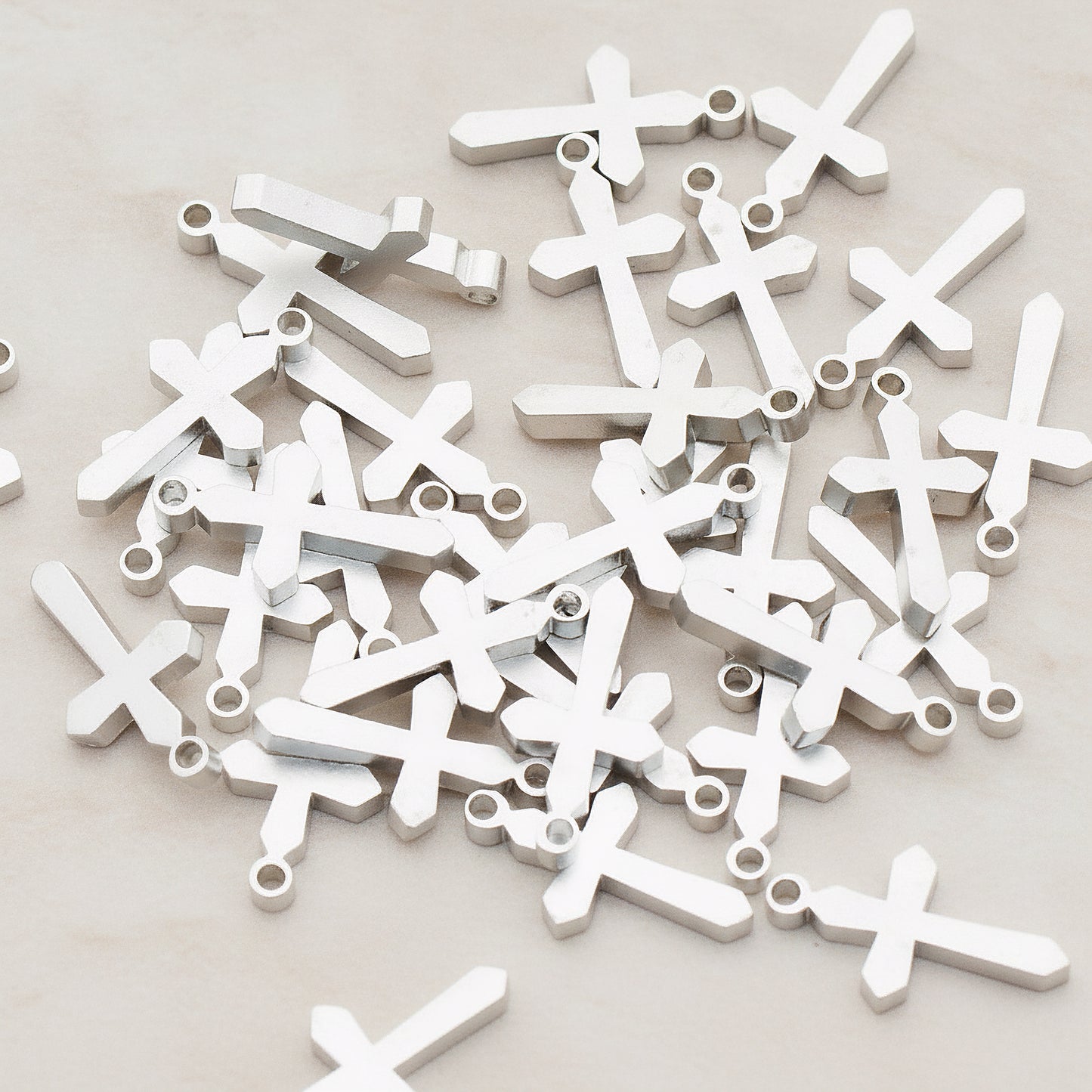 Simple Cross Metal Bead, 4 Pc (BD.935)
