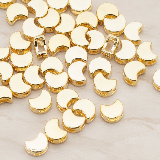 Cute Crescent Moon Metal Bead, 6 Pc (BD.936)