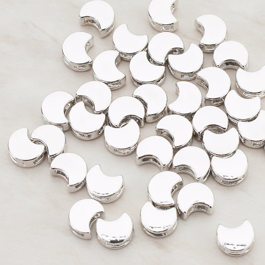 Cute Crescent Moon Metal Bead, 6 Pc (BD.936)