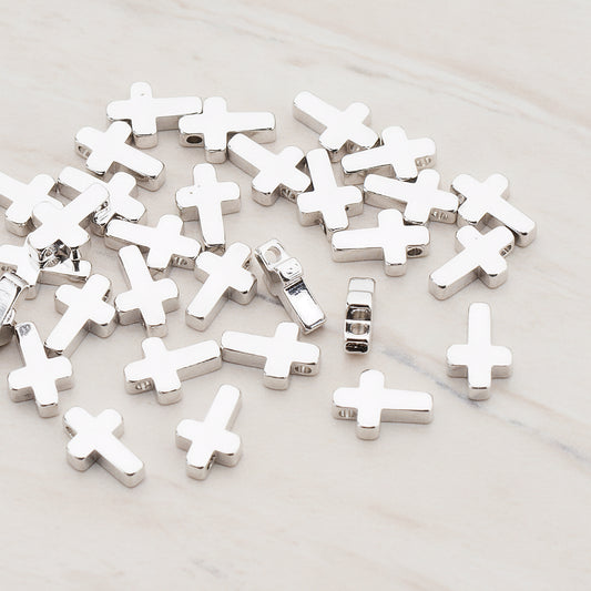 Rounded Thick Cross Metal Bead, 6 Pc (BD.940-01)
