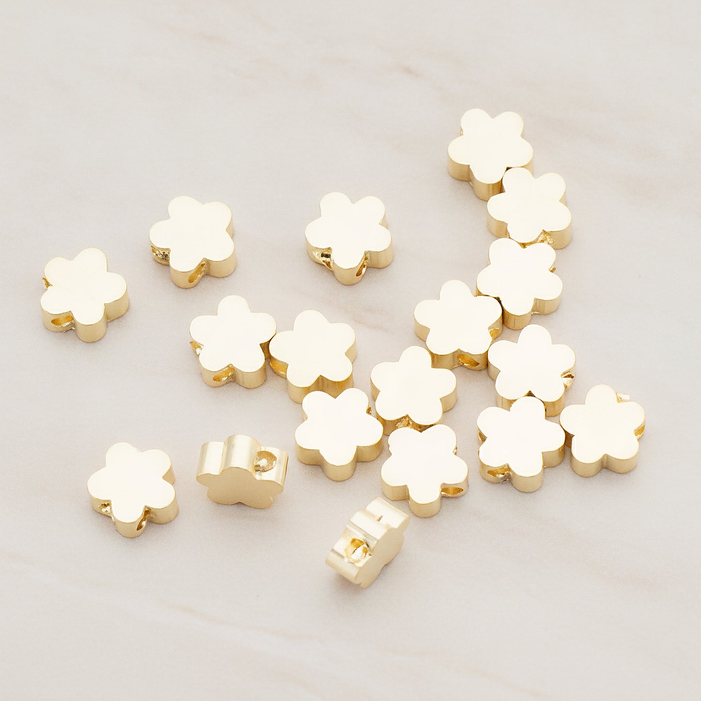 Small Cloud Flower Metal Bead, 6 Pc (BD.942-01)