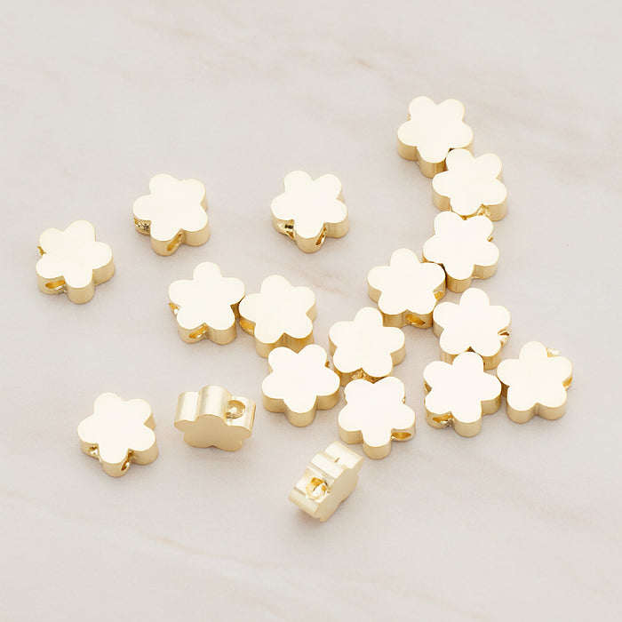 Small Cloud Flower Metal Bead, 6 Pc (BD.942-01)