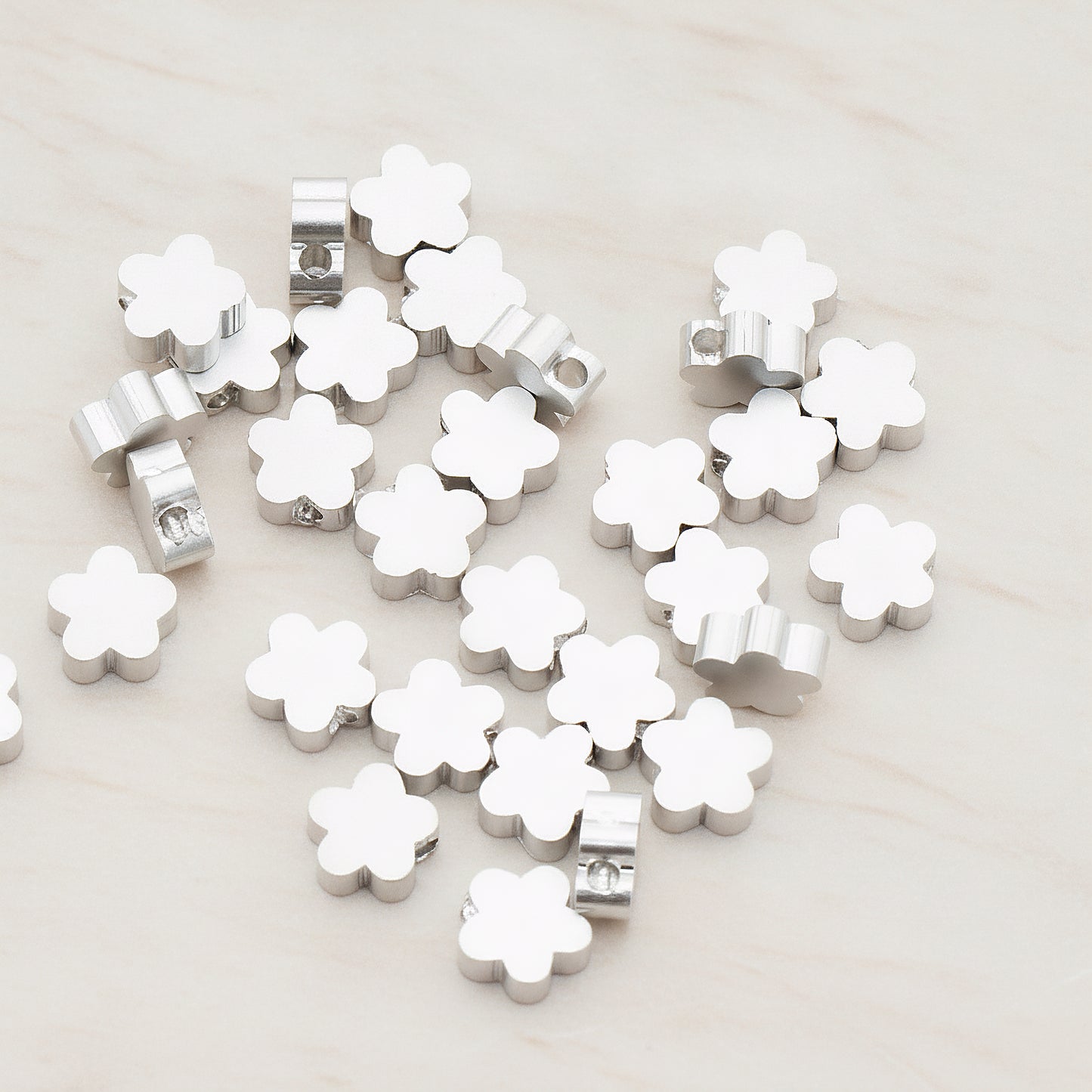 Small Cloud Flower Metal Bead, 6 Pc (BD.942-01)