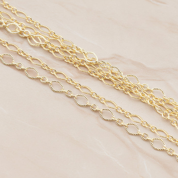 Textured Diamond n Round Shape Link Chain, 1 Meter (CH.005-01)