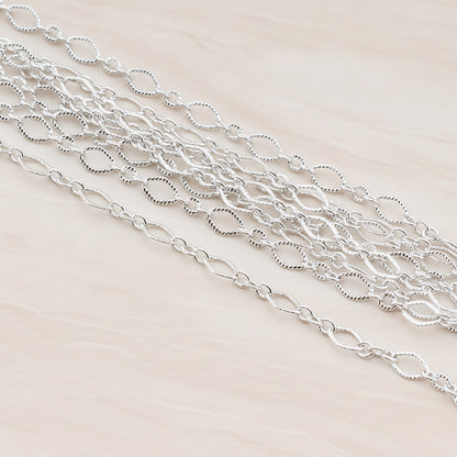 Textured Diamond n Round Shape Link Chain, 1 Meter (CH.005-01)