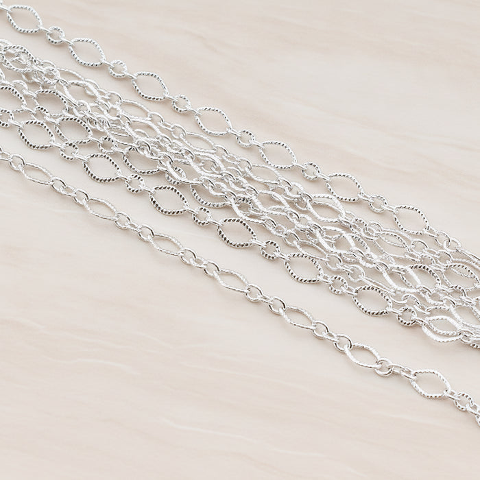 Textured Diamond n Round Shape Link Chain, 1 Meter (CH.005-01)