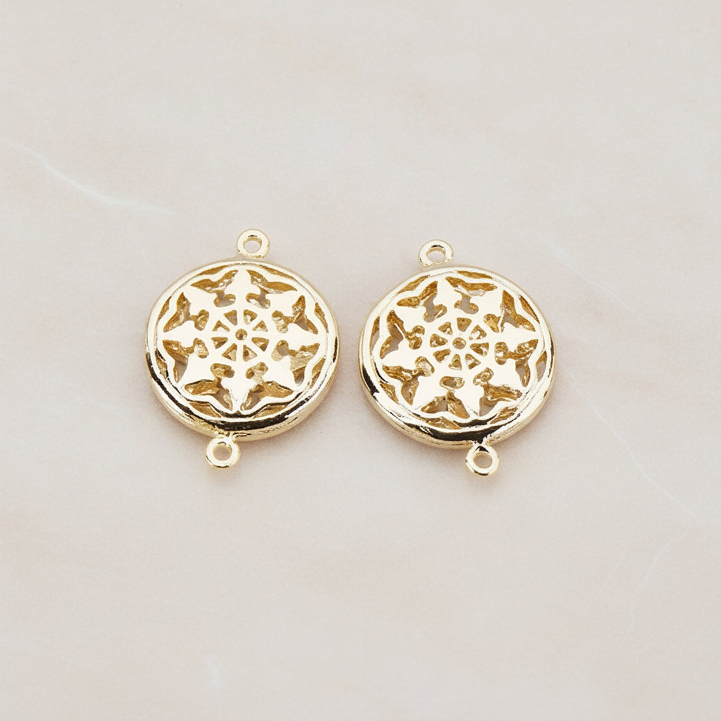 Gothic Celtic Round Connector, 2 Pc - Glossy Gold (CN.033)