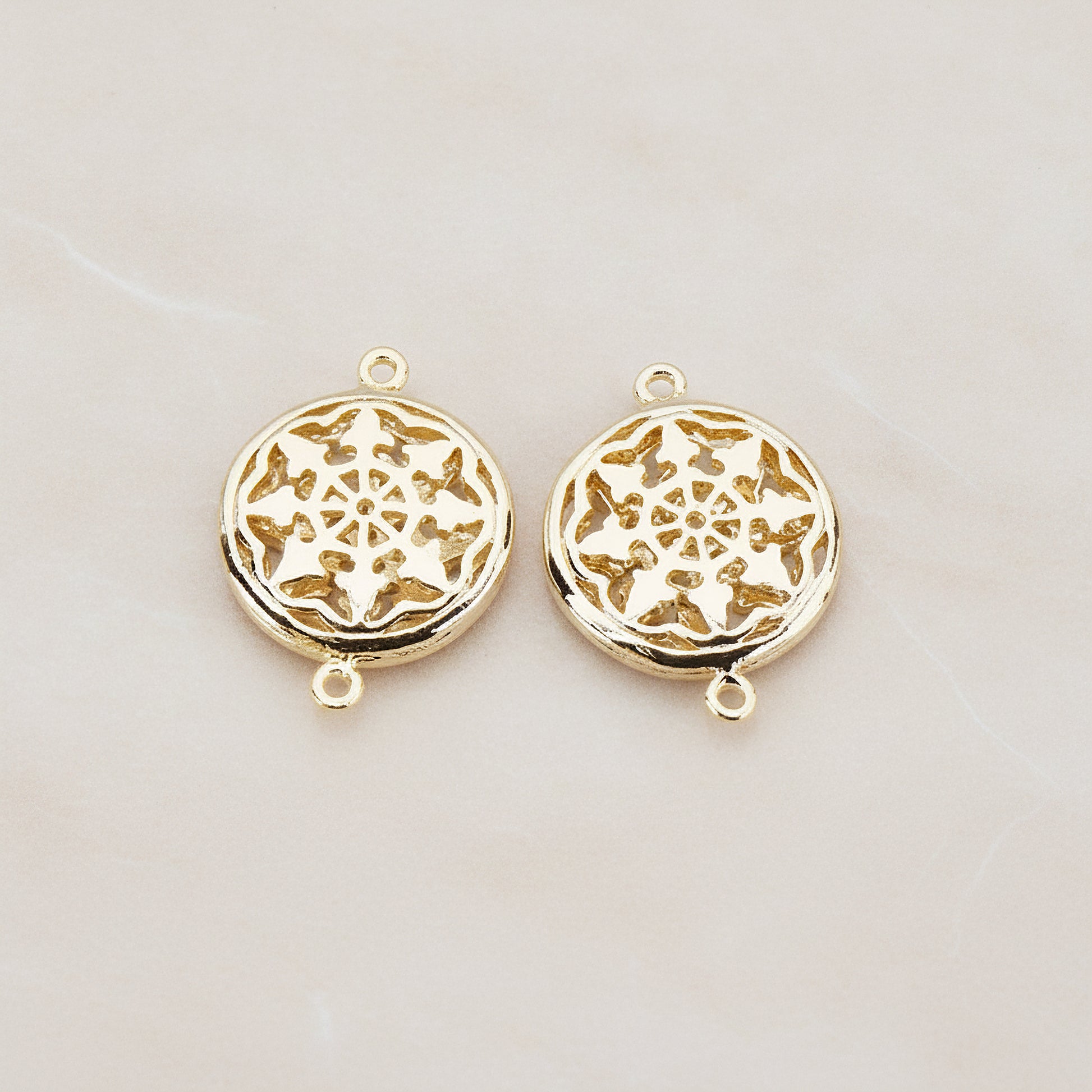 Gothic Celtic Round Connector, 2 Pc - Glossy Gold (CN.033)