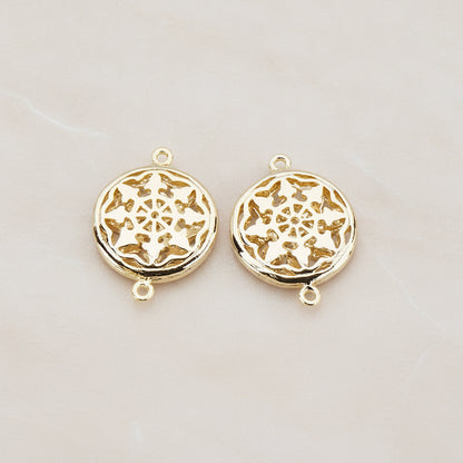 Gothic Celtic Round Connector, 2 Pc - Glossy Gold (CN.033)