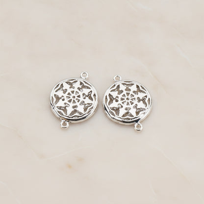 Gothic Celtic Round Connector, 2 Pc - Glossy Original Rhodium (CN.033)