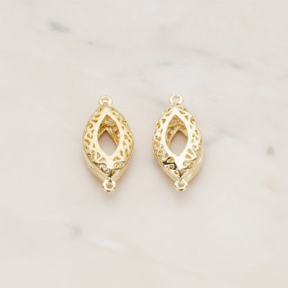 Gothic Celtic Oval Eye Connector, 2 Pc - Glossy Gold (CN.034)