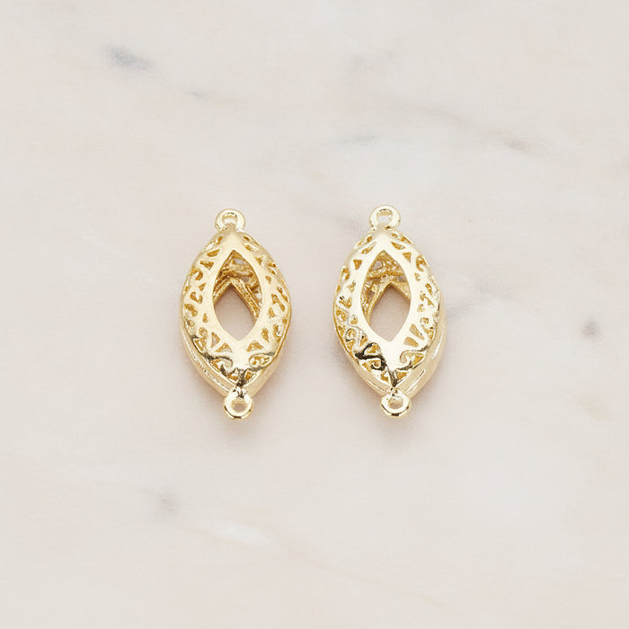 Gothic Celtic Oval Eye Connector, 2 Pc - Glossy Gold (CN.034)
