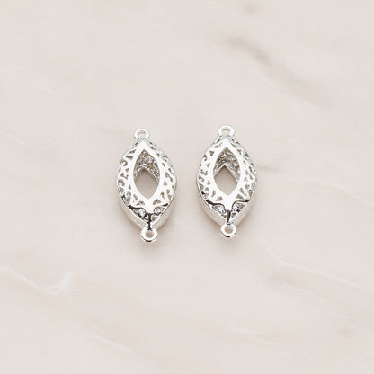 Gothic Celtic Oval Eye Connector, 2 Pc - Glossy Original Rhodium (CN.034)