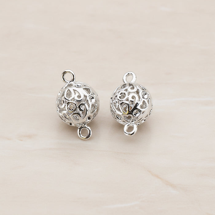 Gothic Celtic Ball Connector, 2 Pc - Glossy Original Rhodium (CN.035)