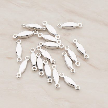 Tiny Bar Connector, 10 Pc - Glossy Original Rhodium (CN.051)