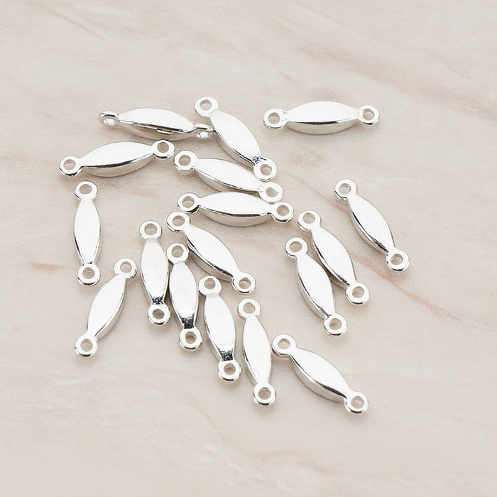Tiny Bar Connector, 10 Pc - Glossy Original Rhodium (CN.051)