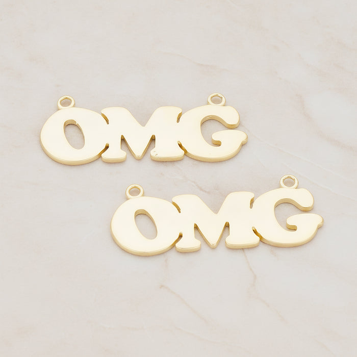 "OMG" Connector, 2 Pc - Matte Gold (CN.096)