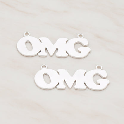 "OMG" Connector, 2 Pc - Matte Original Rhodium (CN.096)
