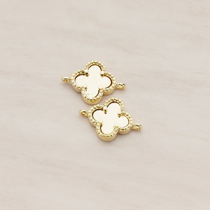 Four Leaf Clover Connector, 2 Pc - Glossy Gold (CN.117)