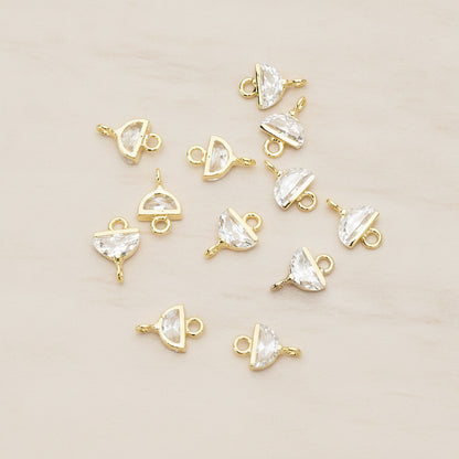 Halfmoon Cubic Connector, 2 Pc - Glossy Gold (CN.147-01)