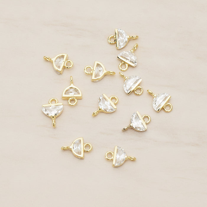 Halfmoon Cubic Connector, 2 Pc - Glossy Gold (CN.147-01)