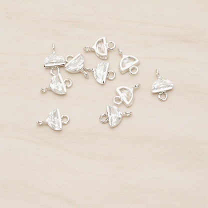 Halfmoon Cubic Connector, 2 Pc - Glossy Original Rhodium (CN.147-01)