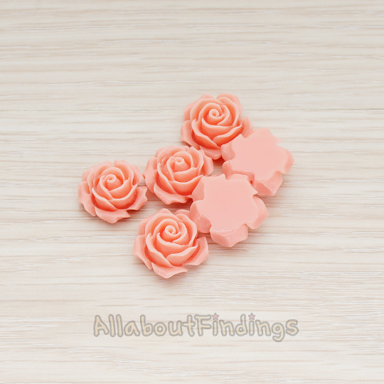 Apricot rose flower flat back cabochons