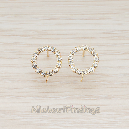 EERG.056 // Clear Crystal Cubic Zirconia Setting Round Circle Ear Post, 2 Pc